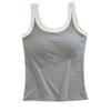 Chaleco térmico de bloqueo de color cepillado para otoño e invierno, top sin mangas calefactable, camisola estilo coreano con almohadilla en el pecho, top interior de capa base