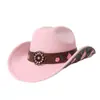 Sombrero de Invierno para Mujer Más Vendido Transfronterizo con Bordado de Alta Gama, Sombrero de Sol de Ala Ancha Estilo Europeo y Americano, Sombrero de Vaquero Occidental Vintage