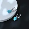 Pendientes Asimétricos Estilo Xizang Turquesa de Imitación Pendientes Personalizados Retro Diseño de Nicho para Mujer Pendientes Elegantes de Gama Alta