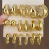 Set de pendientes de metal de diseño exagerado con forma de C retorcida geométrica, popular europeo y americano, transfronterizo
