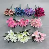 Ramo de Flores Artificiales con 7 Cabezas de Lirios para Decoración de Boda, Arreglo Floral Artificial, Decoración de Flores de Plástico para Salón de Bodas