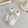 Calcetines de Primavera y Verano para mujer, talón bordado, dibujos animados lindos, calcetines tipo mocasín para mujer, algodón, plantilla, calcetines de color liso de boca baja, al por mayor