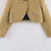 Comercio Exterior Transfronterizo Ropa de Mujer Primavera Nuevo Estilo Moda Europea y Americana Color Metálico Estructura de Hilo Chaqueta Corta de Manga Larga