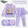 Traje de Baño Kapibara para Niñas, Dos Piezas con Mangas Largas y Pantalones Largos, Traje de Baño con Protección Solar para Niñas Mayores, Set para Aguas Termales