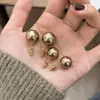 Pendientes Maillard de otoño e invierno vintage con perlas marrones, dorados y moca, ligeros, de lujo, de alta gama, con pasador de plata 925