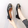 Zapatos Cuadrados de Primavera y Otoño para Mujer 2026 Verano Nuevos Estilo Francés Elegantes de Sociedad Tacón Medio Tacón Grueso Zapatos de Tacón Alto Bajos para Mujer