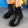 Botines de Piel Suave para Mujer 2026 Otoño Invierno Nueva Llegada Plataforma de Terciopelo Grueso Suela Gruesa Botas Martin Botas de Piel para Madre Botas de Algodón Engrosadas Botas de Mujer