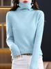 [Frete] Suéter 100% lã pura feminino gola alta outono e inverno suéter de cashmere estilo estrangeiro gola alta camisa base de tricô