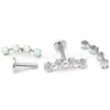 Pendientes de Titanio F136 con Circonita de Cuatro Filas, Tachuelas para Cartílago del Oído, Joyería para Piercings de Aleación de Titanio G23, Tachuelas para Lóbulo del Oído, Tachuelas para Labio