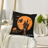 Almofada de Halloween Mais Vendida Transfronteiriça Estampa de Caveira Abóbora Material Linho Almofada Decorativa Americana de Halloween