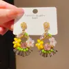 Pendientes de Borla de Cristal de Resina Incrustados de Diamantes con Forma de Rombo Lujo Accesible Ganchos de Oreja de Gama Alta Moda Personalizable Pendientes Versátiles para Mujer