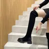 Botas de Cuero Genuino de Terciopelo Otoño 2025 para Mujer, Botas Altas Elásticas de Ante de Piel de Oveja con Suela Gruesa, Botas Casuales Estilo Coreano para Mujer, Botas Altas