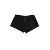 Pantalones cortos casuales con cordón y cintura elástica de color sólido para mujer, pantalones sexis de cintura baja para uso exterior, pantalones de pierna ancha para el hogar, verano
