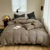 Conjunto de quatro peças de algodão macio e fresco lavado, ultrassuave para dormir sem nada, adequado para todas as estações, lavável à máquina, disponível para atacado