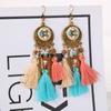 Aretes de Borla Bohemia Transfronteriza, Diseño Retro Redondo en Forma de Corazón con Gota de Agua, Aretes Étnicos Exagerados Xizang para Mujer