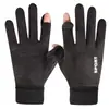 Guantes de Invierno de Cuero para Hombre para Montar con Forro Polar Engrosado Cálido a Prueba de Viento Impermeable Pantalla Táctil Guantes de Invierno para Motociclismo