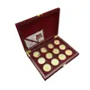 Caja de Madera con los Doce Signos del Zodíaco Set de Monedas de Oro Monedas Conmemorativas Medallas Conmemorativas Regalos de Evento de Ventas Bancarias Artículo Caliente de Transmisión en Vivo