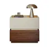 Mesita de noche moderna minimalista estilo italiano, nuevo modelo 2026, para uso doméstico, dormitorio, madera maciza, con un toque de lujo y una sensación de alta gama