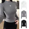 Suéter de punto gris de manga larga bordado para mujer, perfecto para otoño e invierno, se ve genial como capa interior o exterior, tiene un aspecto de alta gama, estilo jersey