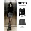 Falda de Lana Estilo Coreano Falda Corta Ajustada al Cadera Otoño Prenda Base Conjunto Completo Conjunto de Ropa Adelgazante Otoño para Mujer