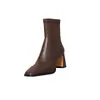 Botas Adelgazantes de Tacón Alto de Nicho Punta Cuadrada Impermeables con Plataforma Botines Tobilleros Botines Cortos Adelgazantes para Mujeres Menudas que Aumentan la Altura Botines de Tobillo con Plataforma Elásticos