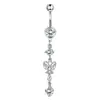 Set de 5 Anillos para Ombligo de Acero Inoxidable Transfronterizo con Lazo Sencillo y Corazón de Circonita Joyería Sexy para Piercing al por Mayor