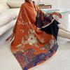 2023 Inverno novo cachecol de cashmere feminino artístico estilo de luxo leve Jiangnan cachecol jacquard forrado de lã xale quente