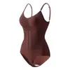 Con Almohadillas en el PechoBody moldeador tipo camisola transfronterizo con soporte para el pecho, control de abdomen, levantamiento de glúteos, doble cierre, diseño de entrepierna triangular