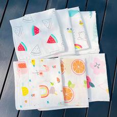Toalha quadrada de alta densidade 31*31 algodão estampado gaze babador toalha de alimentação lenço de algodão para bebê toalha de limpeza para bebê