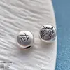Acessórios de prata 999 pura, contas espaçadoras de furo grande e pingentes de nuvem para os doze signos do zodíaco, adequados para os anos do signo de cobra e boi, DIY para pulseiras, colares e cordões trançados