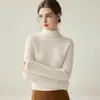 Suéter feminino de cashmere, pulôver de gola alta em cashmere de cabra, nova base de malha slim fit para outono e inverno, design simples