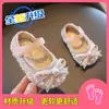 Sapatos de menina Sapatos de princesa de cristal antiderrapantes 2025 Novos sapatos de couro pequenos para crianças Sapatos de bebê Primavera e Outono Sapatos brilhantes para crianças pequenas