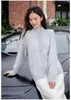 Nuevo suéter de mezcla de cachemira y lana estilo coreano, cuello alto medio, cárdigan versátil, tejido casual para mujer