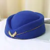 Envío Gratis Boina de Lana Sombrero de Aeromoza Sombrero para Actuación de Banda de Baile para Damas Sombrero de Actuación Sombrero de Etiqueta para Recepción de Hotel