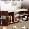 Banqueta para Cambiar Zapatos de Madera Maciza con Asiento Integrado para Uso Doméstico, Modelo Nuevo Banco Largo para Sentarse y Ponerse los Zapatos, Zapatero de Entrada