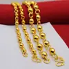 Collar Redondo de Cuentas Sólidas Collar Chapado en Oro para Hombres y Mujeres Que No Se Desvanece Fácilmente Imitación Oro Cuentas de Buda Joyería de la Fortuna Cadena de Metal Dorada