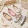 Sapatos Mary Jane Femininos com Decoração de Pérola e Coelho, Sapatos para Festa e Performance de Florista, Sapatilhas Fofas de Princesa