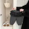 Pantalones de Felpa para Niña Estilo Otoño e Invierno Moda Infantil Encaje Espesados Casuales Pantalones Calientes Holgados de Linterna para Niñas Pequeñas