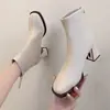Botines Franceses para Mujer Estilo Coreano 2026 Nuevos de Invierno Tacón Grueso de Moda Tendencia Versátiles Botas de Moda Punta Redonda Botas Adelgazantes