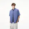 Camisa Casual Retrô Americana Xadrez Azul Preguiçosa para Homens e Mulheres Verão 2025 Camisa Solta de Alta Qualidade para Casais