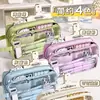 Estuche Transparente de Gran Capacidad de Cinco Capas Estilo Nuevo Estuche para Niñas Estuche Universal para Niños y Niñas para Estudiantes de Secundaria