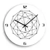 Reloj de pared de acrílico silencioso con patrón geométrico tridimensional simple moderno en blanco y negro al por mayor