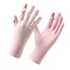 Guantes de Seda de Hielo con Protección Solar de Verano Finos Antideslizantes para Conducir Ciclismo Protección UV Frescos Transpirables Guantes de Protección Solar para Mujeres
