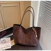 Bolsa Transfronteiriça de Couro Camurça para Mulheres, Grande Capacidade, Nova Versão Outono/Inverno 2026, Versátil, Retrô, de Ombro Único, Bolsa Tote Mãe e Filha