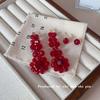 Aretes Vintage Rojos con Borlas de Cuentas Dos Usos Nicho Lujo Ligero Alto Sentido Súper Blancos Únicos
