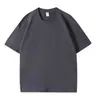 Camiseta de peso pesado de 300 g con hombros caídos para hombre y mujer, cuello redondo, algodón puro, color liso, manga corta, top de talla grande, estilo para parejas, directo del fabricante