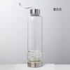 Vaso de Agua Energético de Grava de Cristal Natural Tapa de Acero Inoxidable 304 Botella de Agua con Partición de Boca Pequeña Vidrio para Spa Transfronterizo
