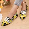Nuevos Mocasines Casuales de Talla Grande para Mujer, sin Cordones, con Estampado de Graffiti, Punta Fina, Suela Plana y Diseño de Moño