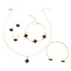 Set de Joyería Minimalista de Trébol de Cuatro Hojas Transfronterizo Estilo Europeo y Americano Esmalte Aleación Trébol de la Suerte Flor Collar Pendientes Pulsera para Mujeres