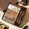 Caja de Regalo Set de Cuadernos de Madera Cuaderno de Negocios A5 Estilo Nacional Retro Regalo Cultural Creativo Logo Personalizado
